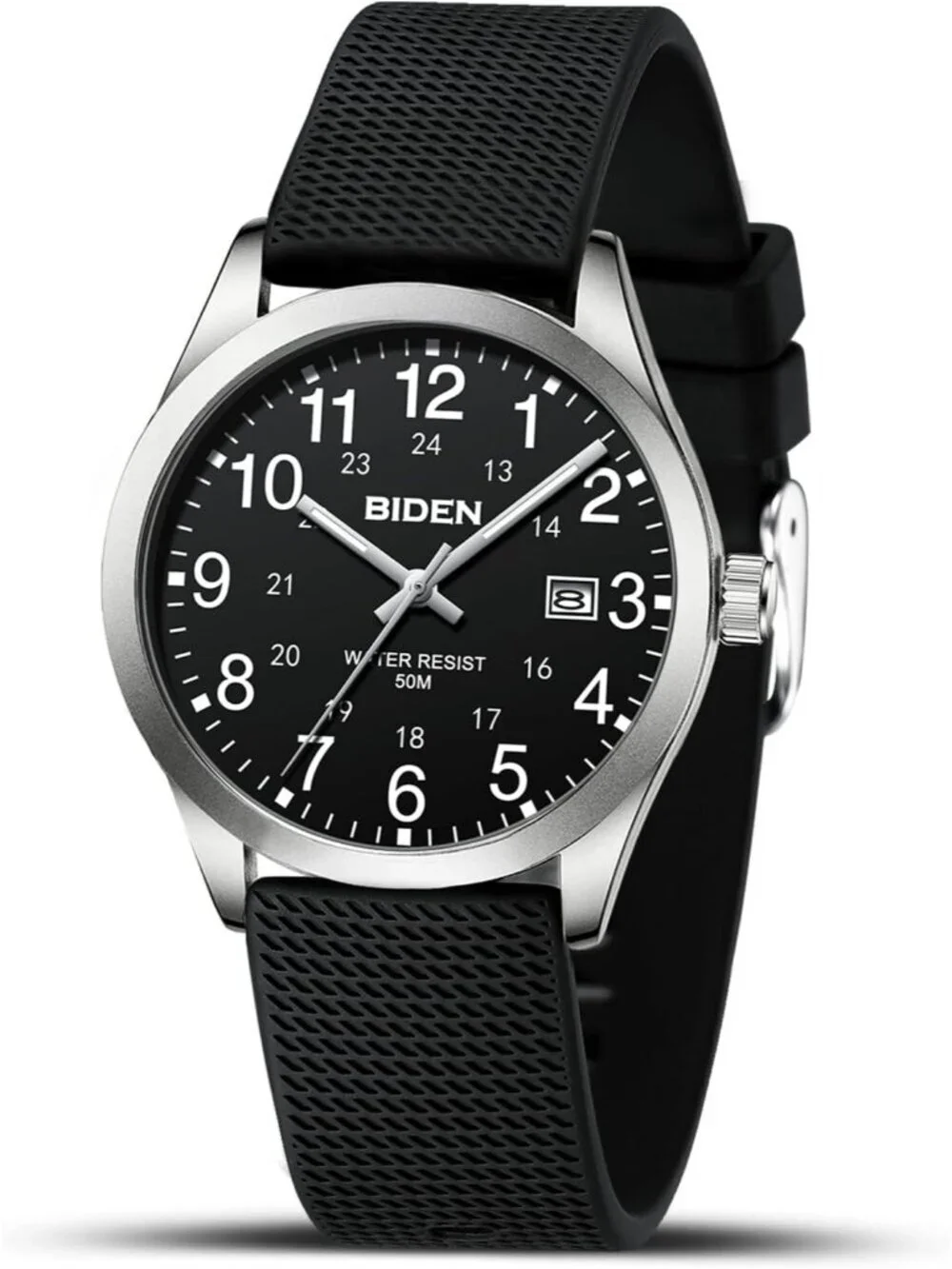Men's Black Silver Analog Unisex Medical Professionals Waterproof Nurse Watch